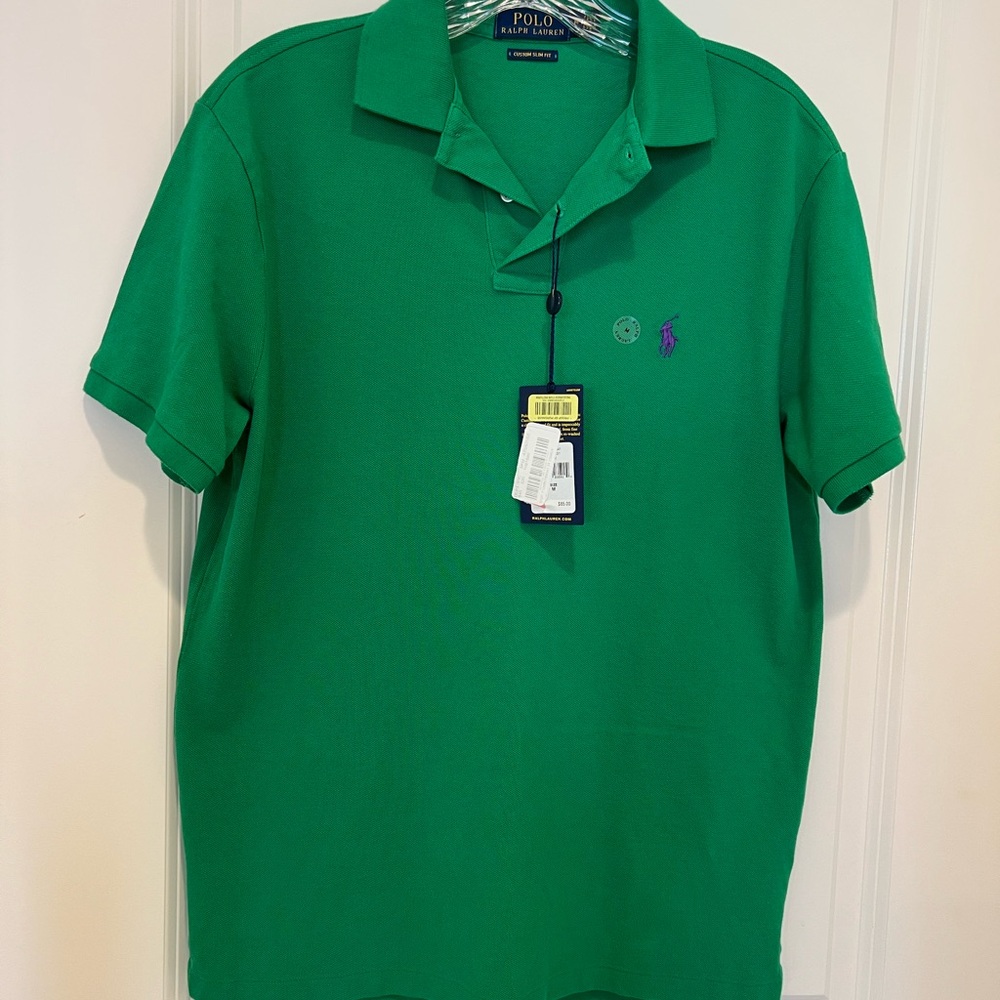 Polo Ralph Lauren Sz M polo golf sport casual travel Y2K Kelly green slim fit
